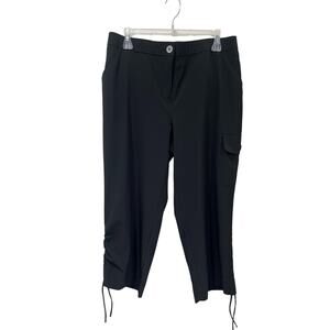 Chico's Travelers Black Crop Pants Drawstring Hem Comfort Size 2 =US L/12